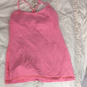 Lululemon Athletica Peachy Pink Racer Back Built In Bra Tank Top Size 8